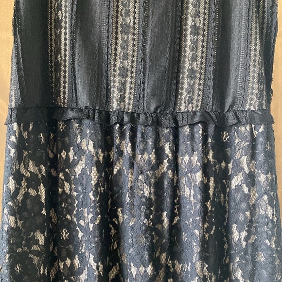 Lane Bryant Black Lace Overlay Dress Womens 24 LBD BLK/Cream zip back A line - Picture 5 of 10